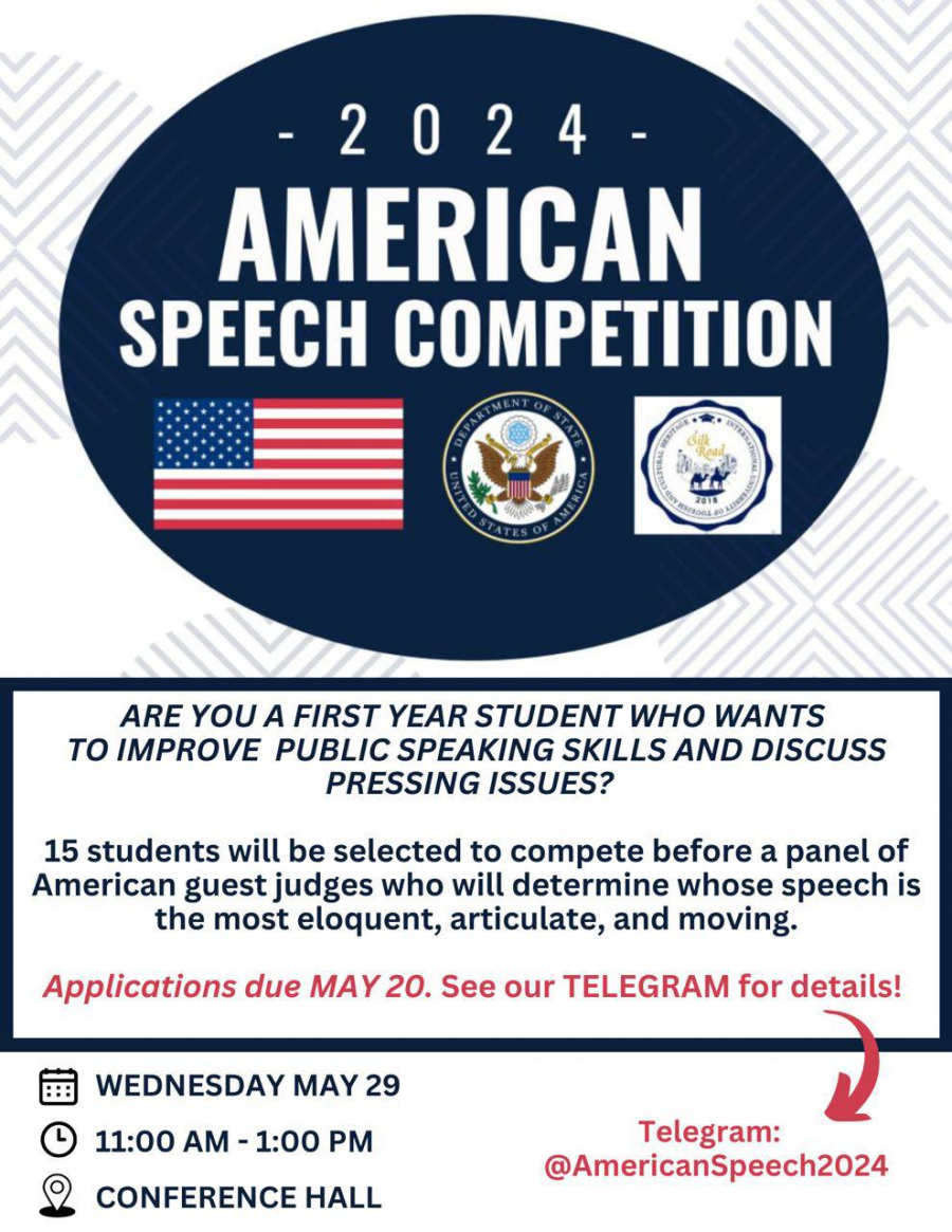 “American Speech Competition” notiqlik musobaqasida ishtirok etib g‘olibga aylaning