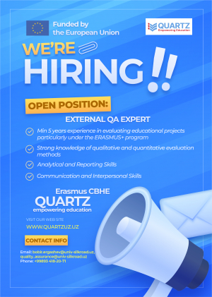 Call for Bids: External Evaluator for QUARTZ ERASMUS+ Project