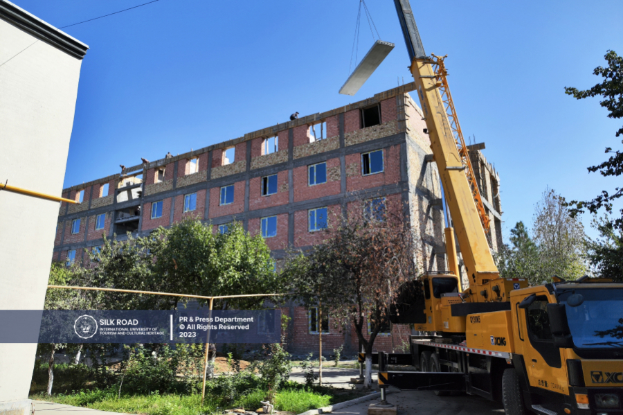 The construction of a 400-bed student residence (hostel) is underway at “Silk Road” International University of Tourism and Cultural Heritage on the basis of public-private partnership