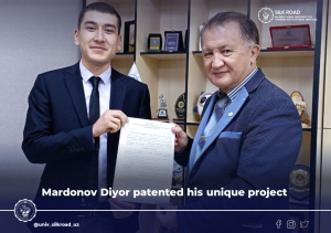Mardonov Diyor patented his unique project