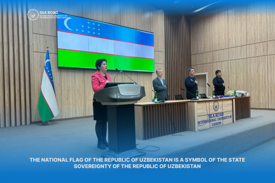 The national flag of the Republic of Uzbekistan is a symbol of the state sovereignty of the Republic of Uzbekistan.
